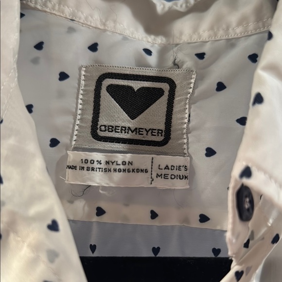 White & navy heart pattern button down - Picture 3 of 4